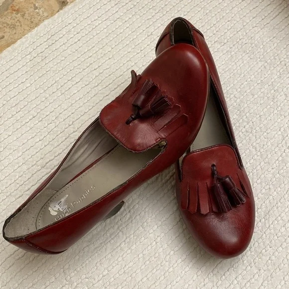 Hush puppies Pumps Womens 10 leather tassel heels Red shoes Preppy office career - Picture 2 of 12